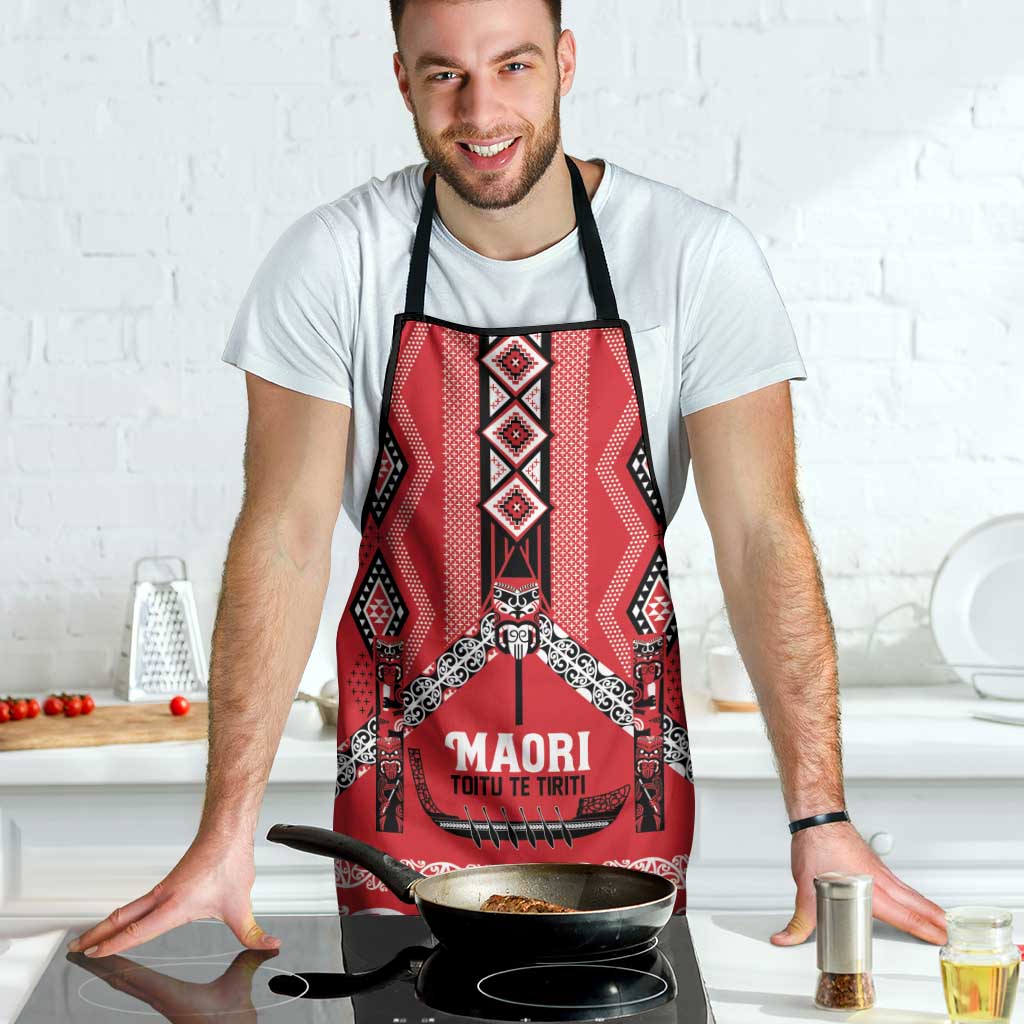 Toitu Te Tiriti Waitangi Apron Red Wharenui House - Aussie Hoodie
