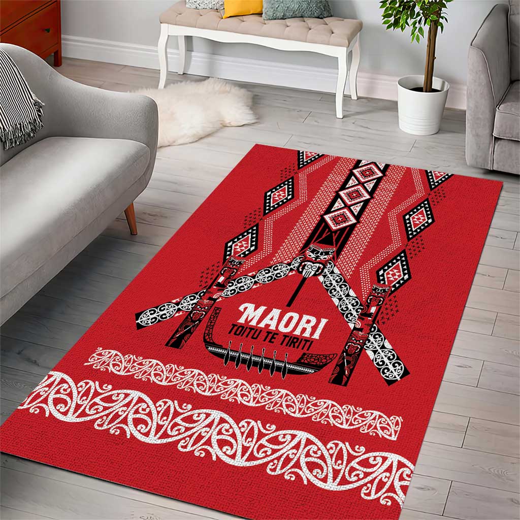 Toitu Te Tiriti Waitangi Area Rug Red Wharenui House - Aussie Hoodie