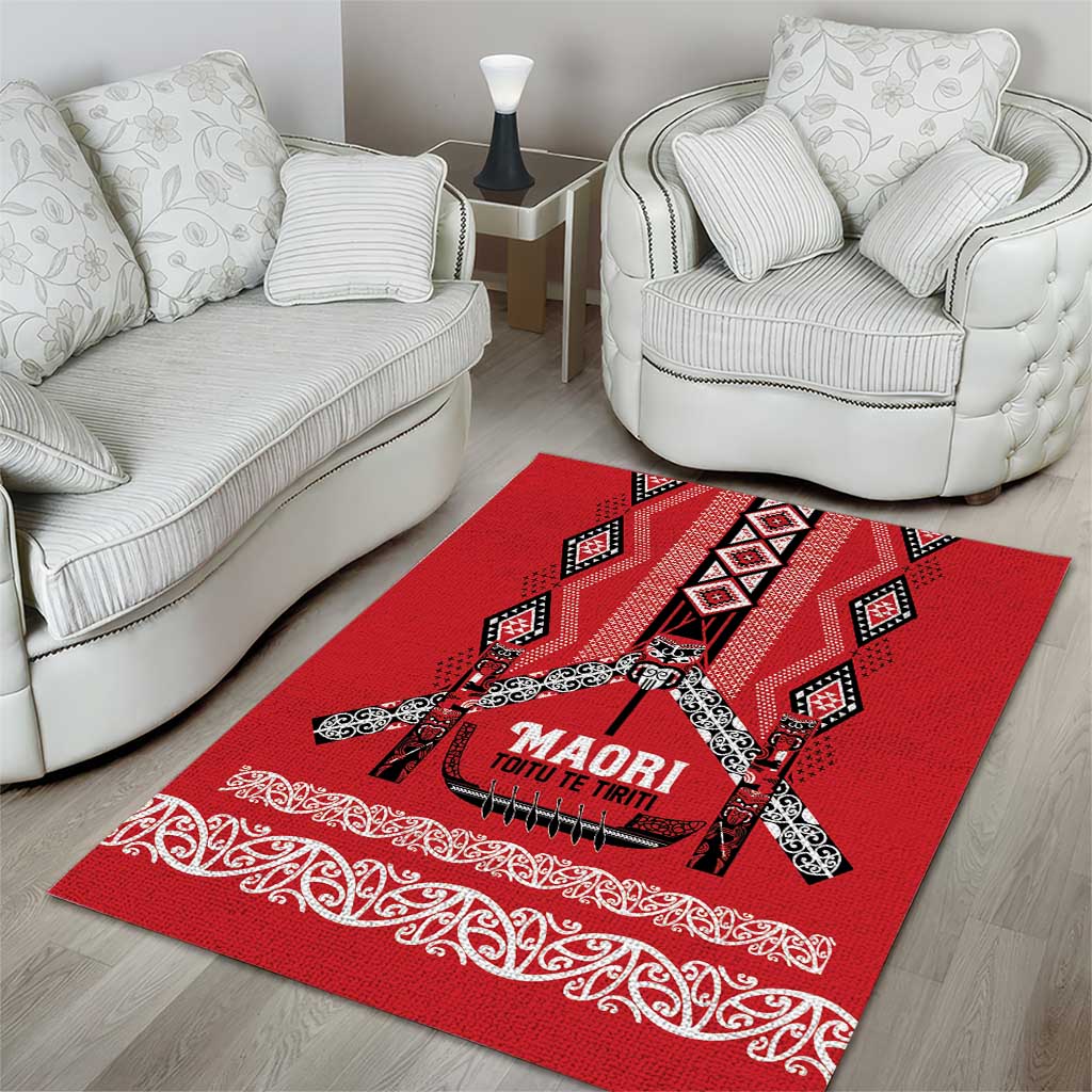 Toitu Te Tiriti Waitangi Area Rug Red Wharenui House - Aussie Hoodie