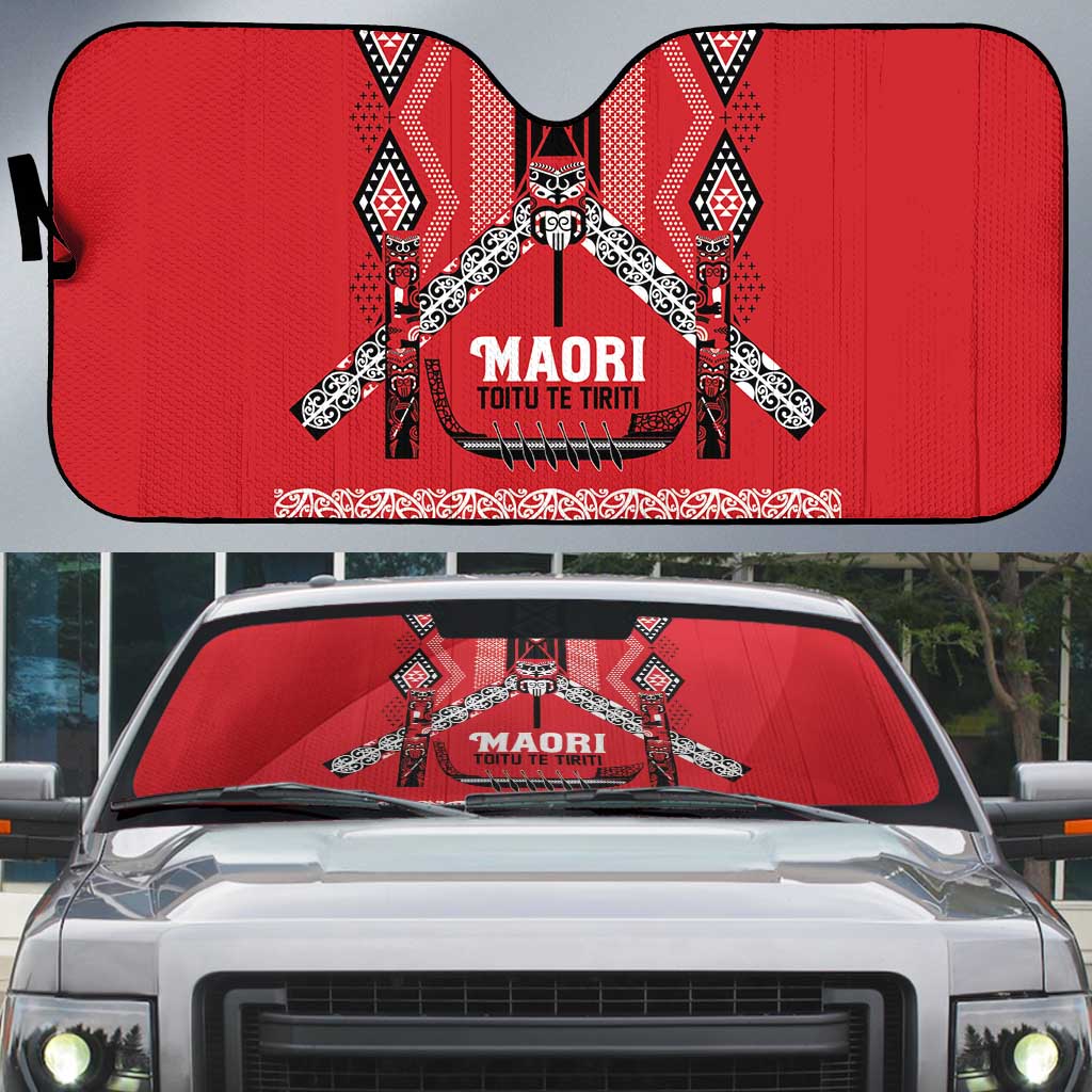 Toitu Te Tiriti Waitangi Auto Sun Shade Red Wharenui House - Aussie Hoodie