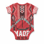 Toitu Te Tiriti Waitangi Baby Onesie Red Wharenui House