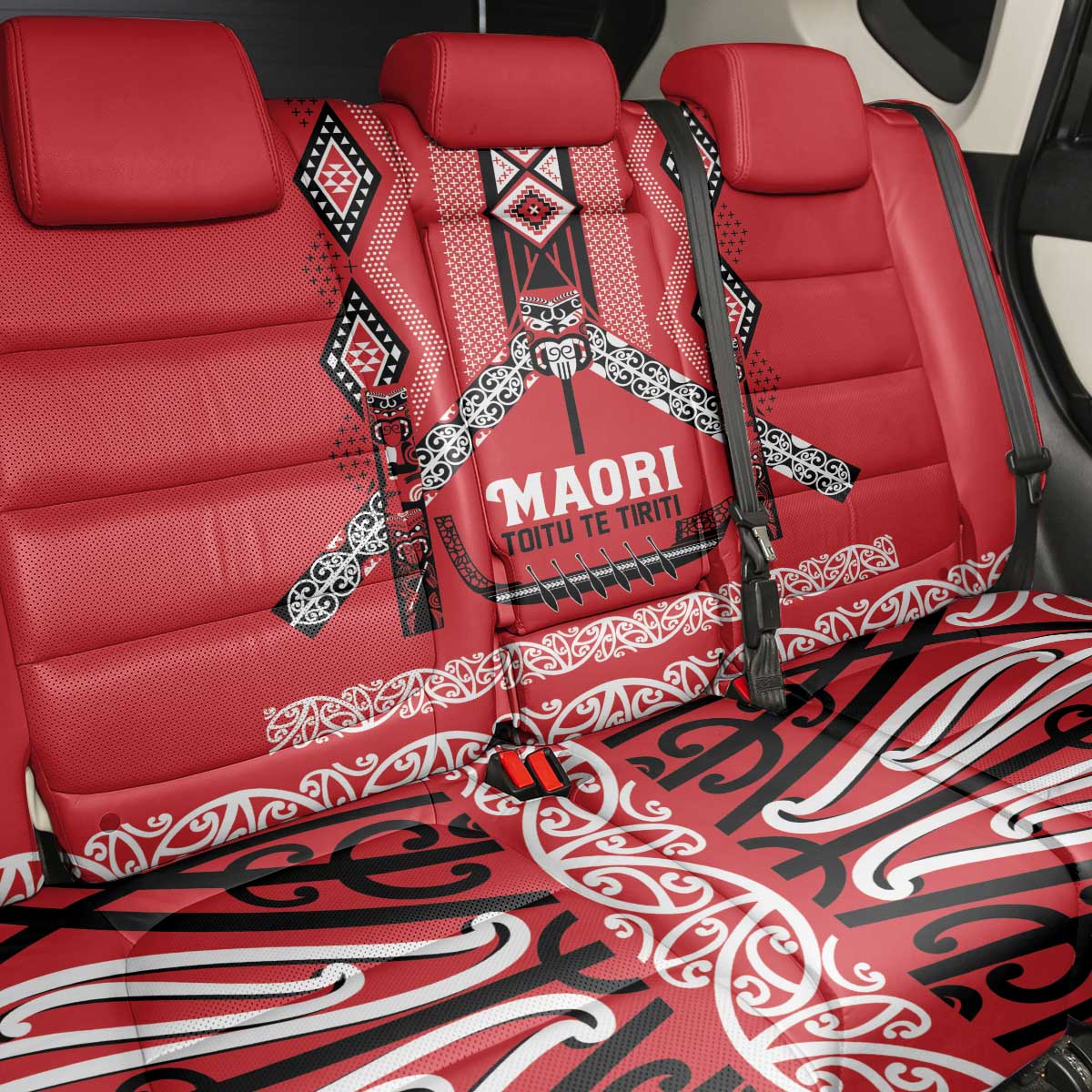 Toitu Te Tiriti Waitangi Back Car Seat Cover Red Wharenui House - Aussie Hoodie