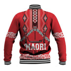 Toitu Te Tiriti Waitangi Baseball Jacket Red Wharenui House - Aussie Hoodie
