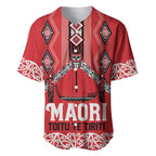 Toitu Te Tiriti Waitangi Baseball Jersey Red Wharenui House - Aussie Hoodie
