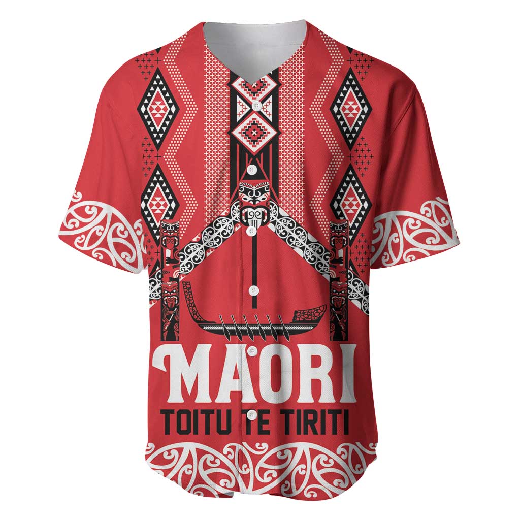 Toitu Te Tiriti Waitangi Baseball Jersey Red Wharenui House - Aussie Hoodie