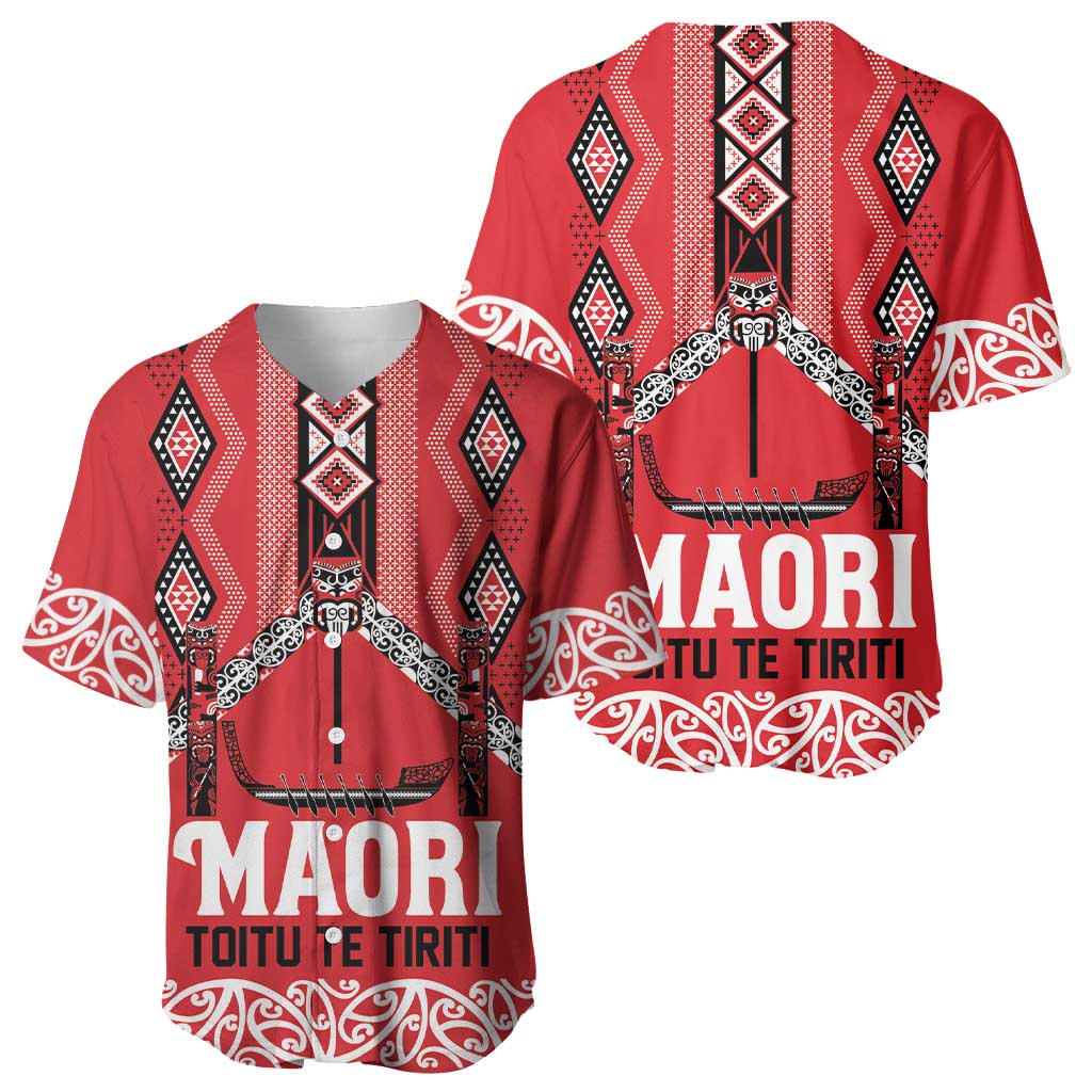 Toitu Te Tiriti Waitangi Baseball Jersey Red Wharenui House - Aussie Hoodie