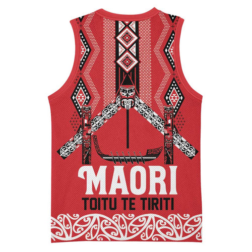 Toitu Te Tiriti Waitangi Basketball Jersey Red Wharenui House - Aussie Hoodie