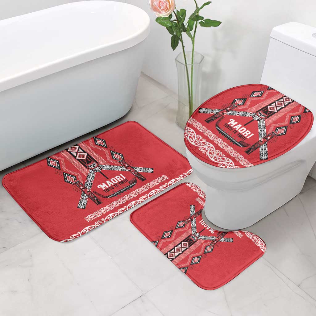 Toitu Te Tiriti Waitangi Bathroom Set Red Wharenui House - Aussie Hoodie
