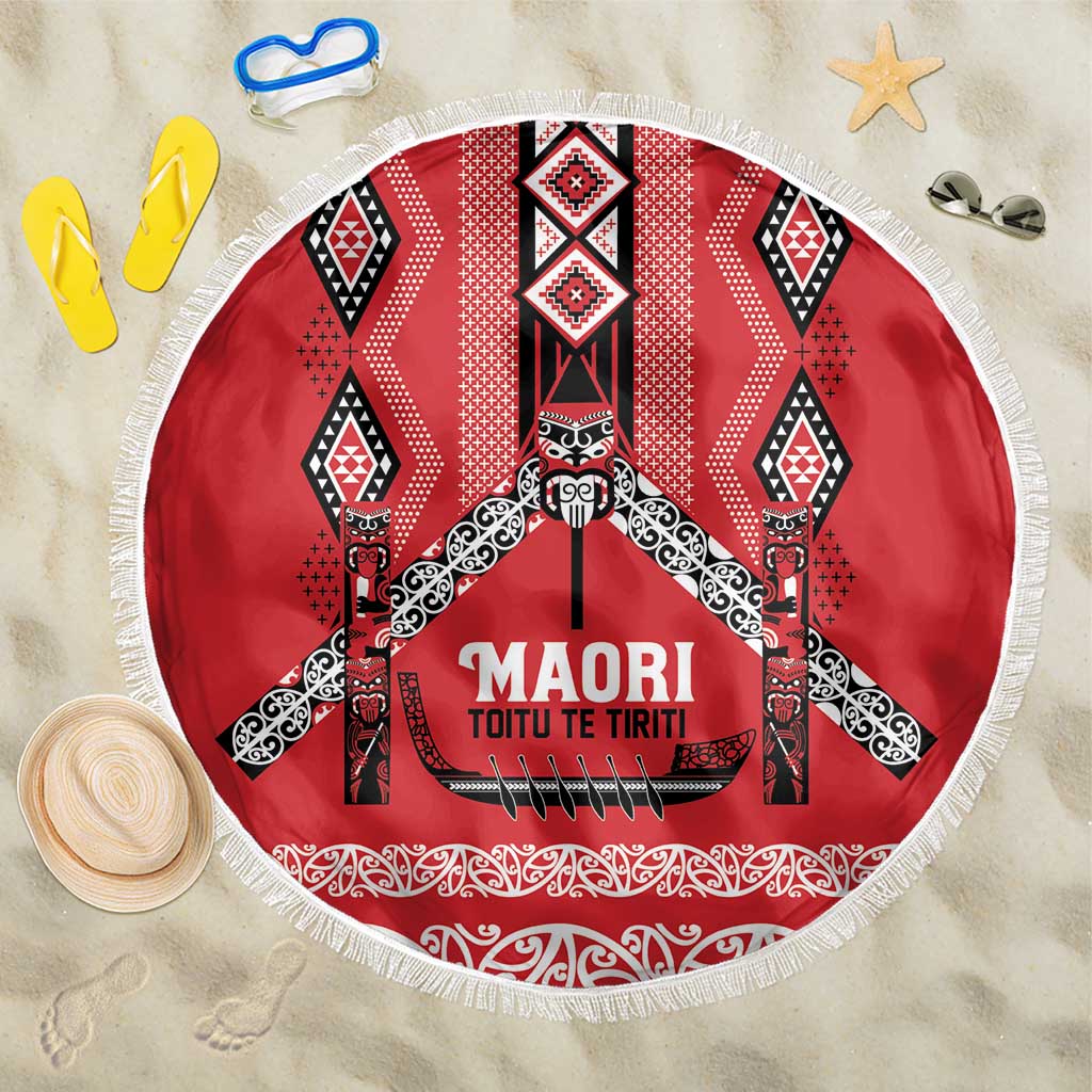 Toitu Te Tiriti Waitangi Beach Blanket Red Wharenui House - Aussie Hoodie