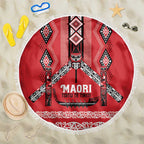 Toitu Te Tiriti Waitangi Beach Blanket Red Wharenui House - Aussie Hoodie