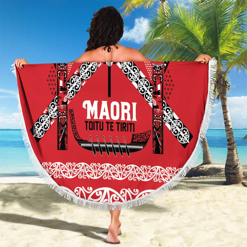 Toitu Te Tiriti Waitangi Beach Blanket Red Wharenui House - Aussie Hoodie