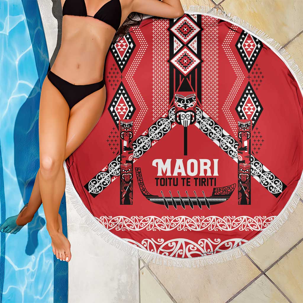 Toitu Te Tiriti Waitangi Beach Blanket Red Wharenui House - Aussie Hoodie