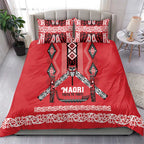 Toitu Te Tiriti Waitangi Bedding Set Red Wharenui House - Aussie Hoodie