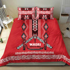 Toitu Te Tiriti Waitangi Bedding Set Red Wharenui House - Aussie Hoodie