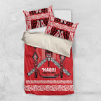 Toitu Te Tiriti Waitangi Bedding Set Red Wharenui House - Aussie Hoodie