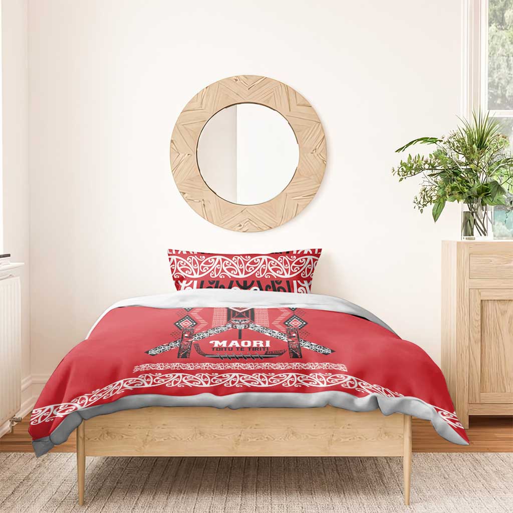 Toitu Te Tiriti Waitangi Bedding Set Red Wharenui House - Aussie Hoodie