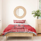 Toitu Te Tiriti Waitangi Bedding Set Red Wharenui House - Aussie Hoodie