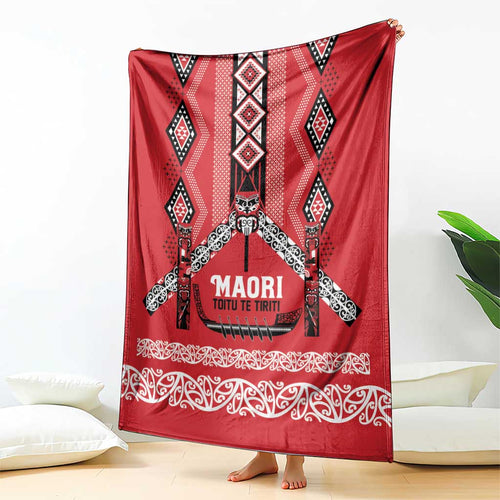 Toitu Te Tiriti Waitangi Blanket Red Wharenui House - Aussie Hoodie