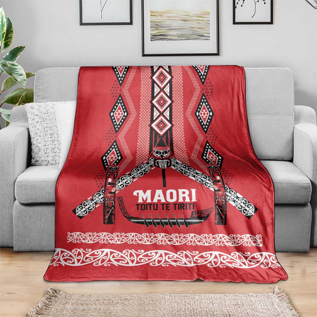 Toitu Te Tiriti Waitangi Blanket Red Wharenui House - Aussie Hoodie