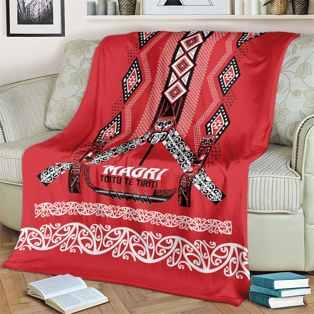 Toitu Te Tiriti Waitangi Blanket Red Wharenui House - Aussie Hoodie
