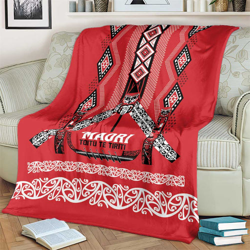 Toitu Te Tiriti Waitangi Blanket Red Wharenui House - Aussie Hoodie