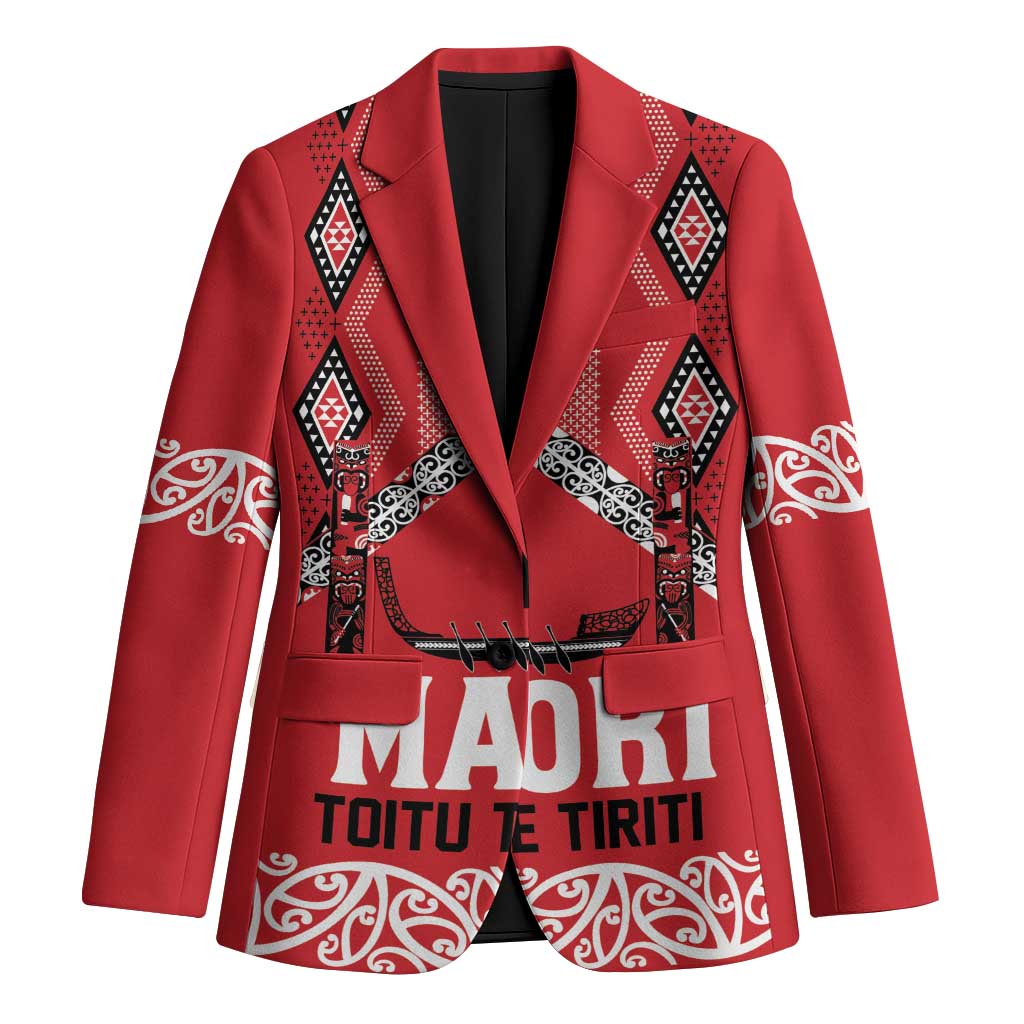Toitu Te Tiriti Waitangi Blazer Red Wharenui House - Aussie Hoodie