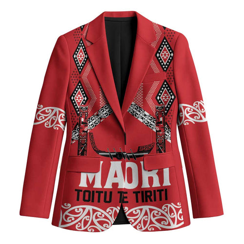 Toitu Te Tiriti Waitangi Blazer Red Wharenui House - Aussie Hoodie