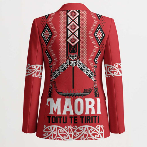 Toitu Te Tiriti Waitangi Blazer Red Wharenui House - Aussie Hoodie