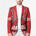 Toitu Te Tiriti Waitangi Blazer Red Wharenui House - Aussie Hoodie