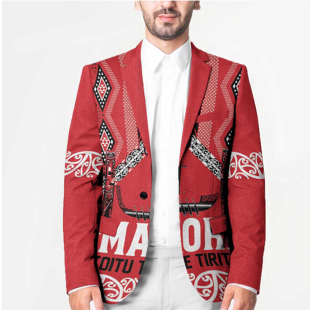 Toitu Te Tiriti Waitangi Blazer Red Wharenui House - Aussie Hoodie