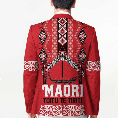 Toitu Te Tiriti Waitangi Blazer Red Wharenui House - Aussie Hoodie