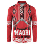 Toitu Te Tiriti Waitangi Button Sweatshirt Red Wharenui House - Aussie Hoodie
