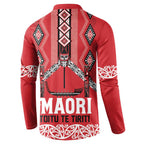 Toitu Te Tiriti Waitangi Button Sweatshirt Red Wharenui House - Aussie Hoodie