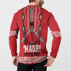 Toitu Te Tiriti Waitangi Button Sweatshirt Red Wharenui House - Aussie Hoodie