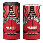 Toitu Te Tiriti Waitangi 4 in 1 Can Cooler Tumbler Red Wharenui House - Aussie Hoodie