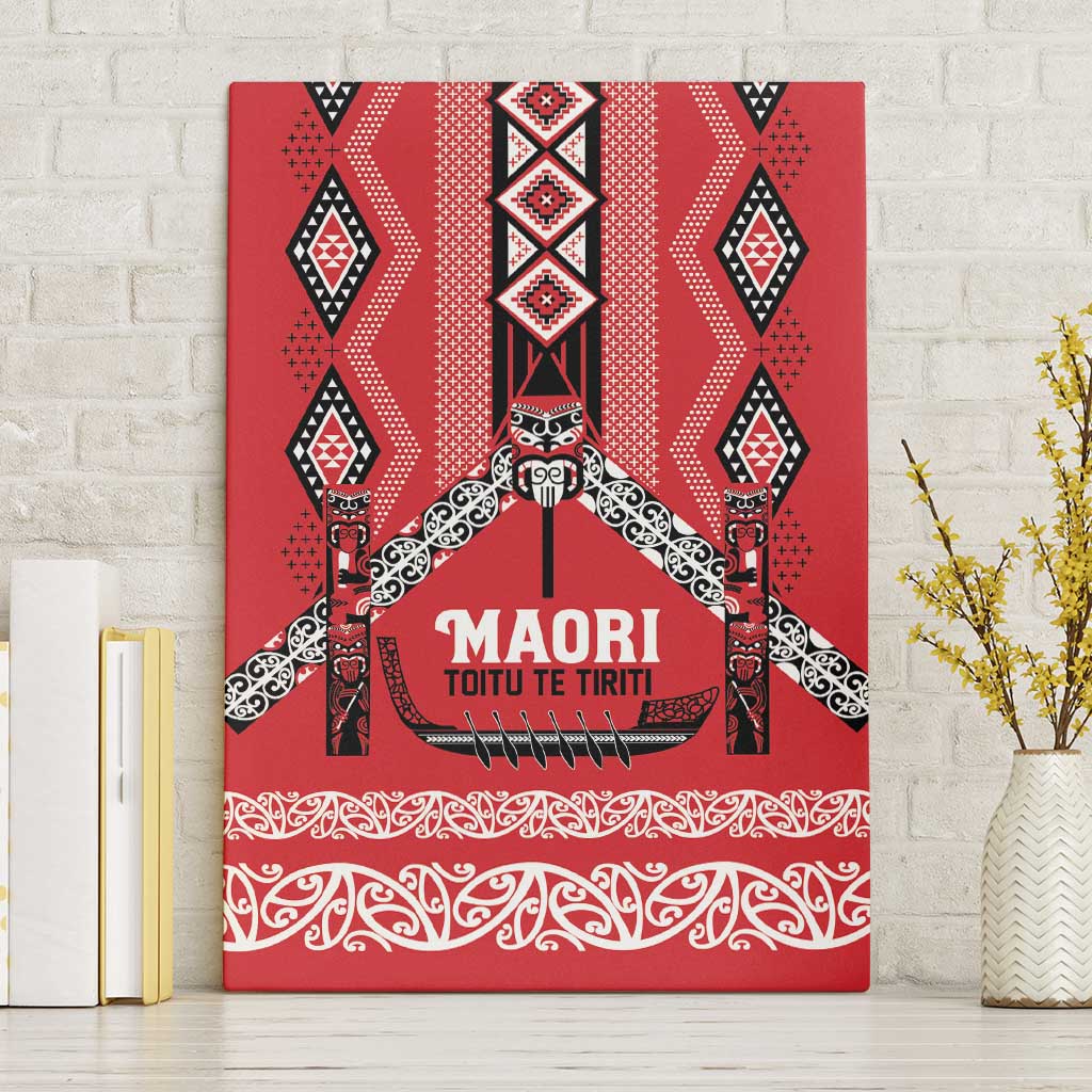 Toitu Te Tiriti Waitangi Canvas Wall Art Red Wharenui House - Aussie Hoodie