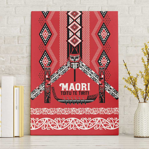 Toitu Te Tiriti Waitangi Canvas Wall Art Red Wharenui House - Aussie Hoodie