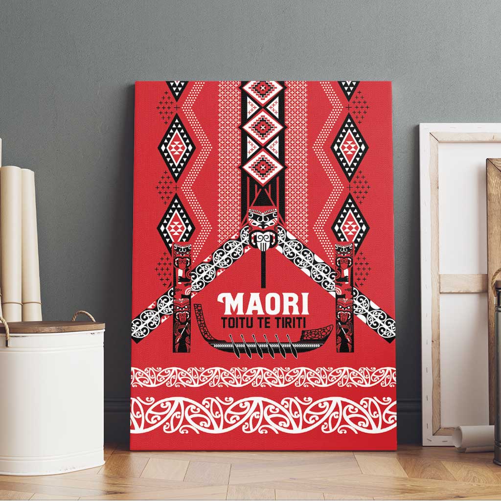 Toitu Te Tiriti Waitangi Canvas Wall Art Red Wharenui House - Aussie Hoodie