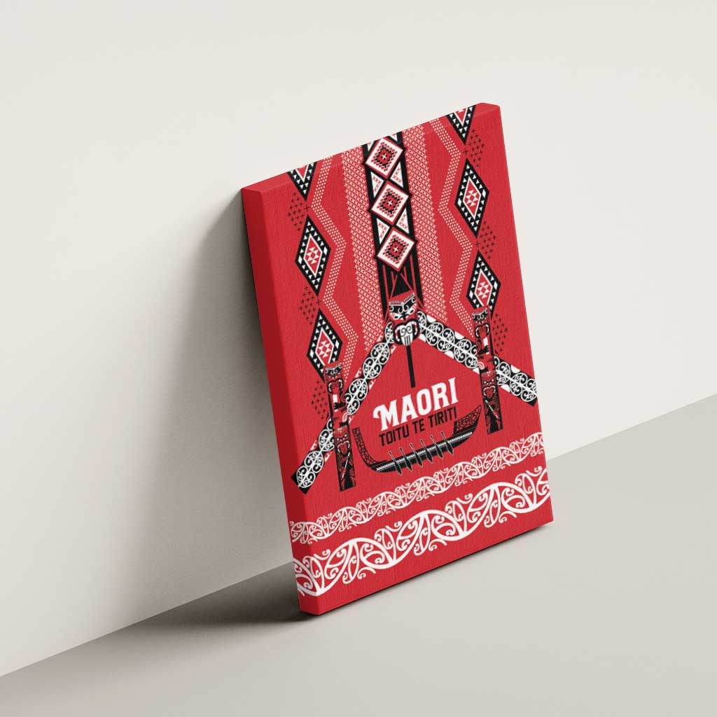 Toitu Te Tiriti Waitangi Canvas Wall Art Red Wharenui House - Aussie Hoodie