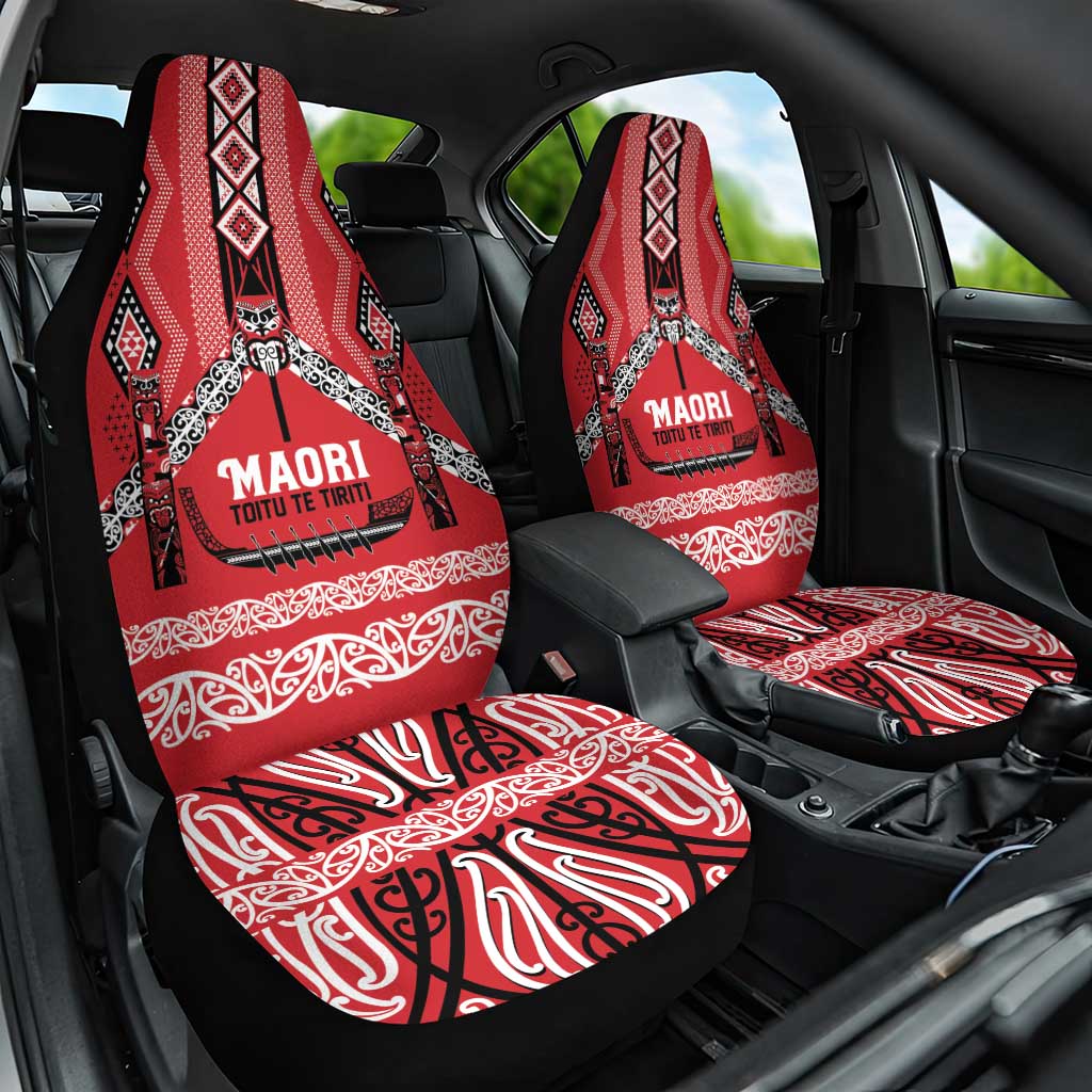 Toitu Te Tiriti Waitangi Car Seat Cover Red Wharenui House - Aussie Hoodie