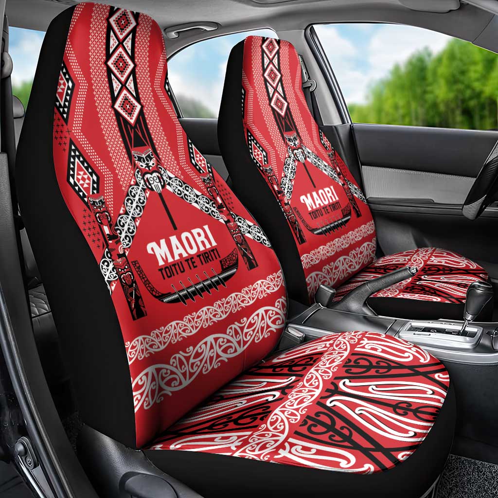 Toitu Te Tiriti Waitangi Car Seat Cover Red Wharenui House - Aussie Hoodie