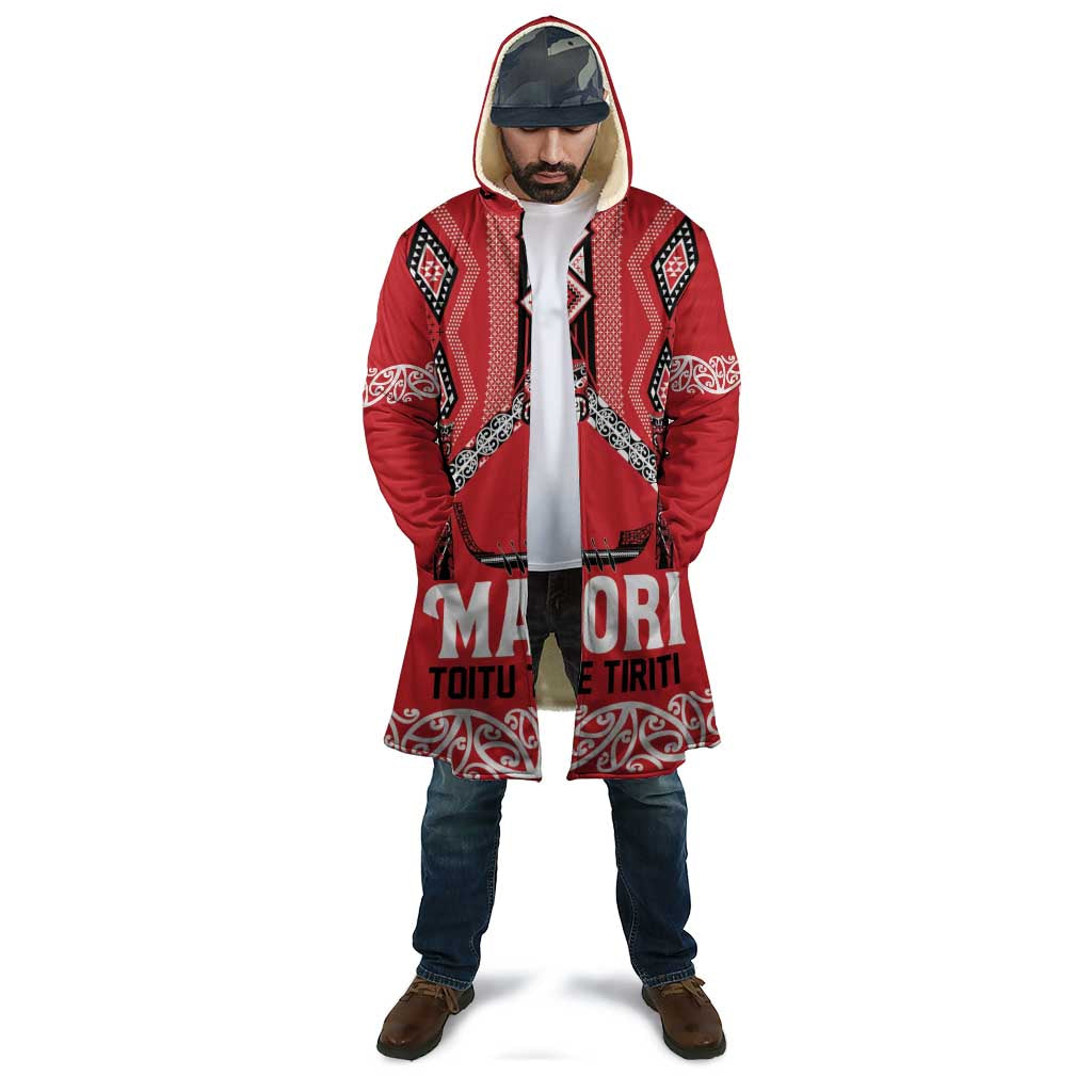 Toitu Te Tiriti Waitangi Cloak Red Wharenui House - Aussie Hoodie