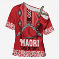 Toitu Te Tiriti Waitangi Cross Shoulder Shirt Red Wharenui House - Aussie Hoodie