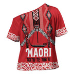 Toitu Te Tiriti Waitangi Cross Shoulder Shirt Red Wharenui House - Aussie Hoodie