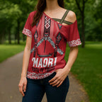 Toitu Te Tiriti Waitangi Cross Shoulder Shirt Red Wharenui House - Aussie Hoodie