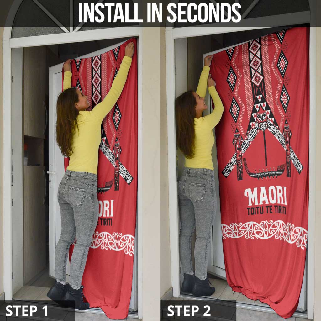 Toitu Te Tiriti Waitangi Door Cover Red Wharenui House - Aussie Hoodie