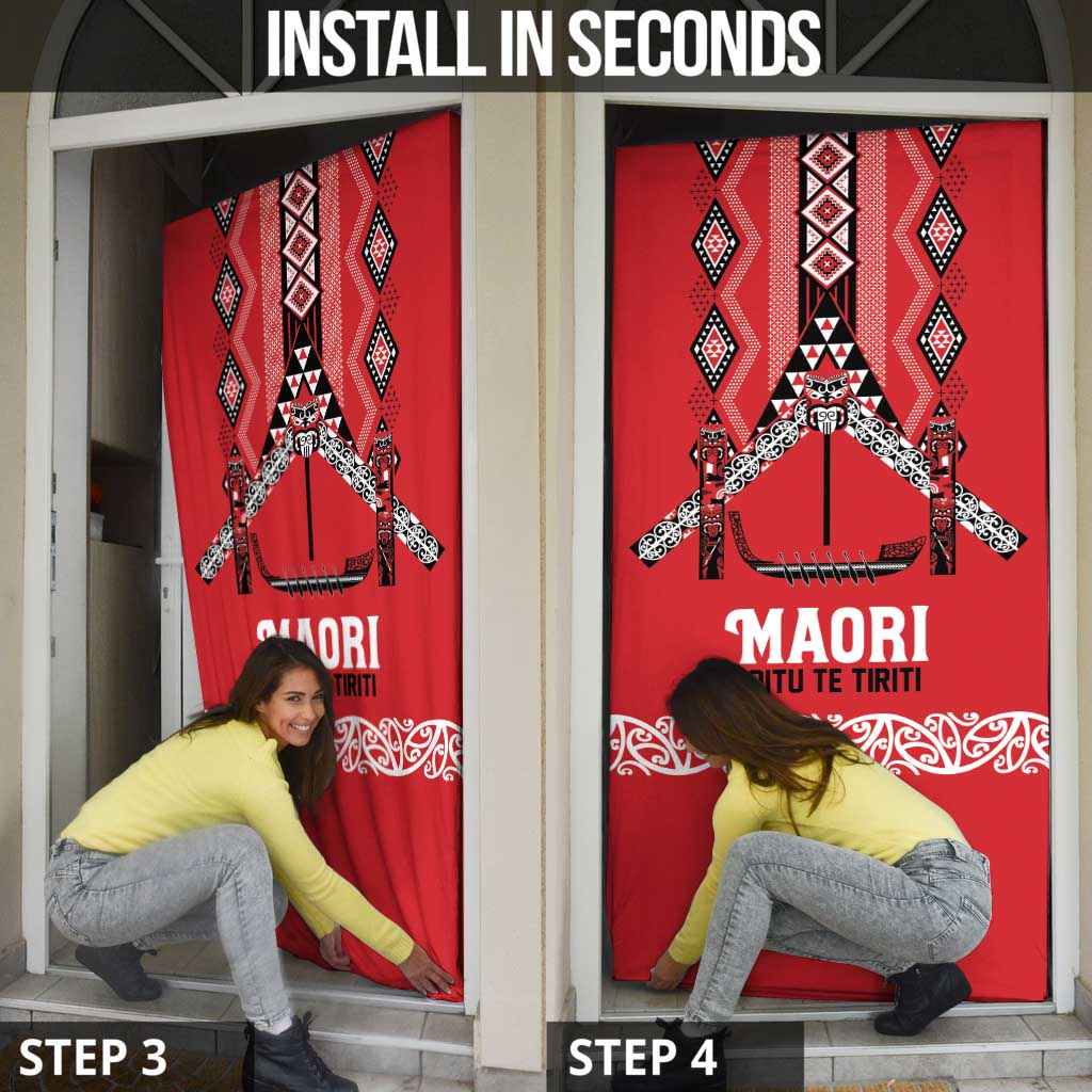 Toitu Te Tiriti Waitangi Door Cover Red Wharenui House - Aussie Hoodie