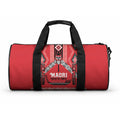 Toitu Te Tiriti Waitangi Duffle Bag Red Wharenui House