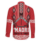Toitu Te Tiriti Waitangi Family Matching Long Sleeve Bodycon Dress and Hawaiian Shirt Red Wharenui House - Aussie Hoodie