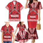 Toitu Te Tiriti Waitangi Family Matching Mermaid Dress and Hawaiian Shirt Red Wharenui House - Aussie Hoodie